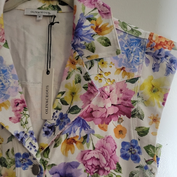NWT Olivaveous Eternal Spring Floral Print Utility Mini Dress Button Front MD - Picture 9 of 16